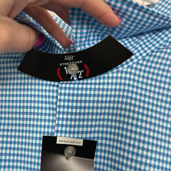 NWT Van Heusen Men’s Blue Checkered Button Down Dress shirt size 2XL - Picture 4 of 6